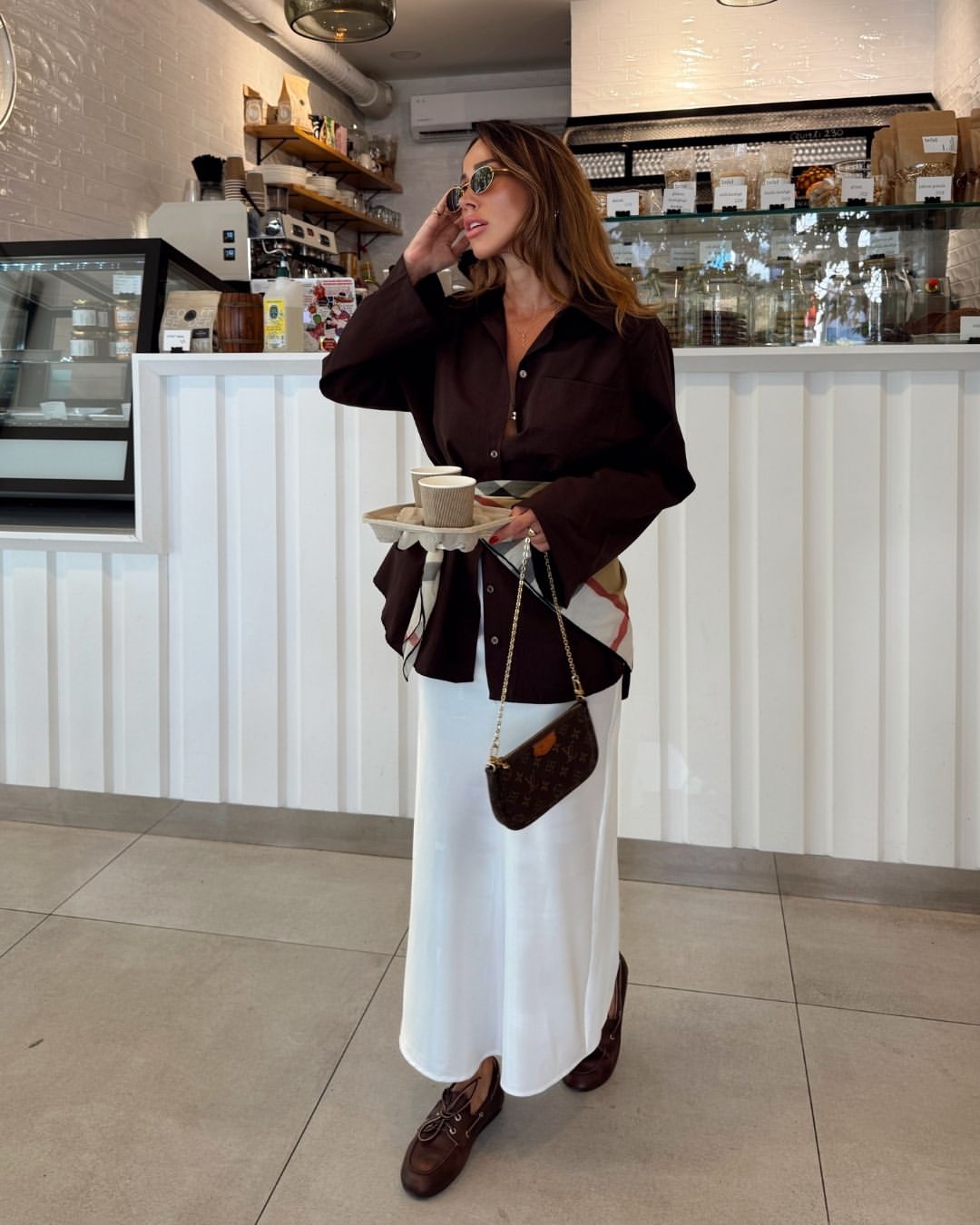 Brown Bell Sleeves Oversized Shirt