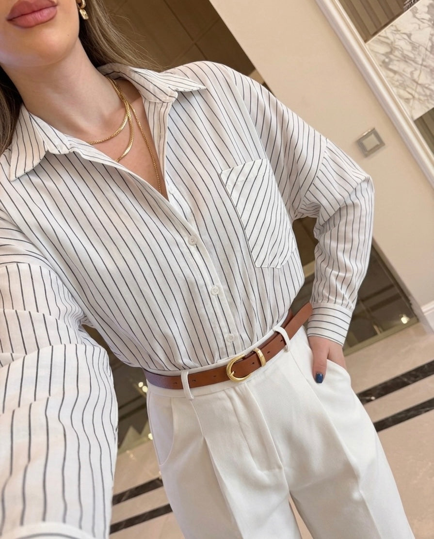 Black & White Striped Cotton Shirt