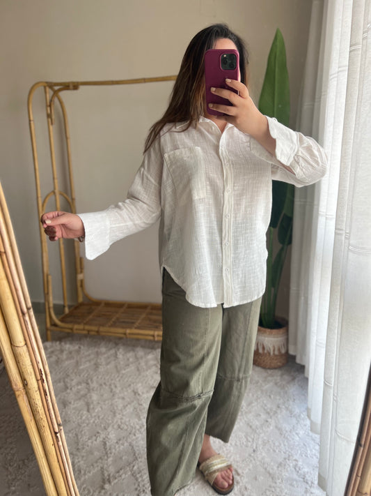 Linen White Oversized Shirt