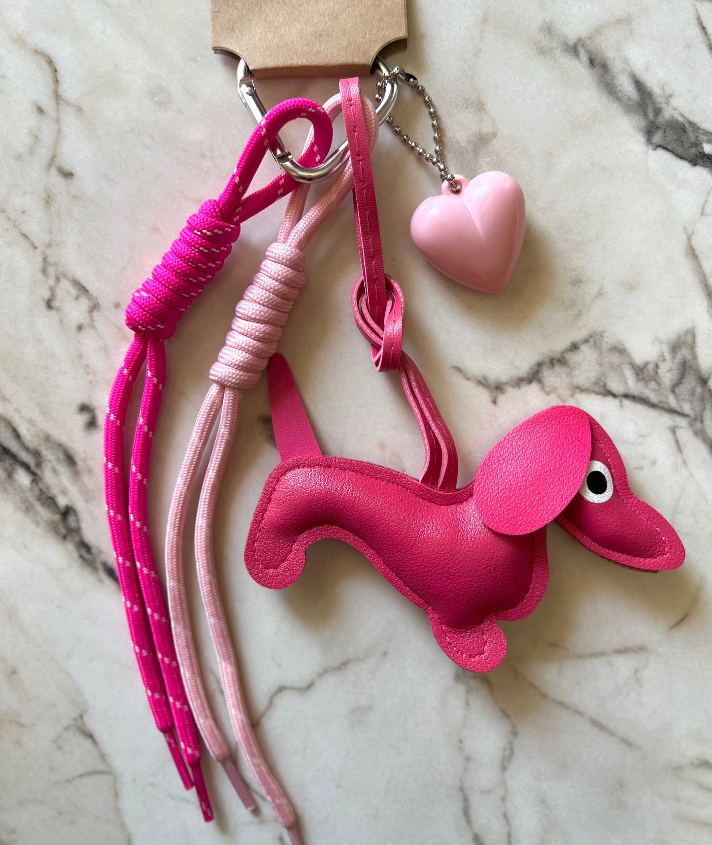 Fuchsia Heart Dog Bag Charm
