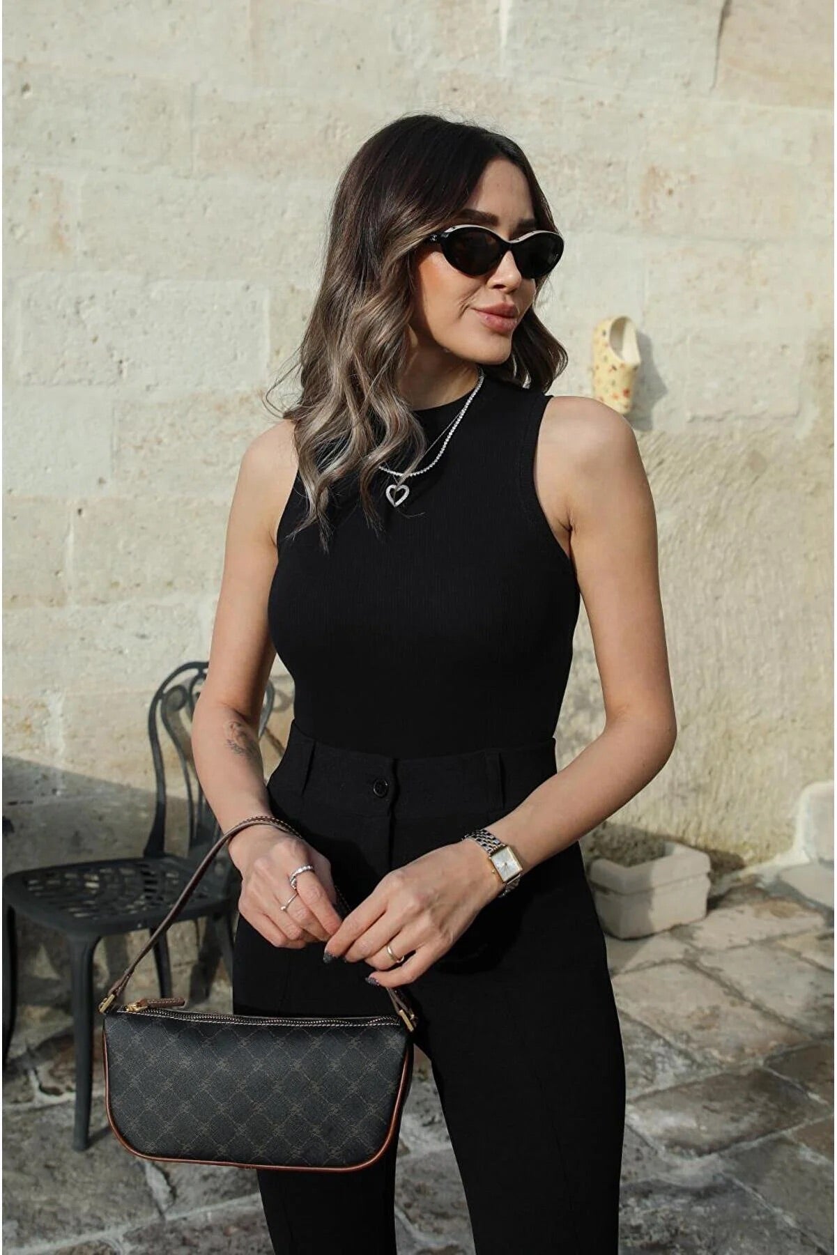 Black Ribbed Tank Top