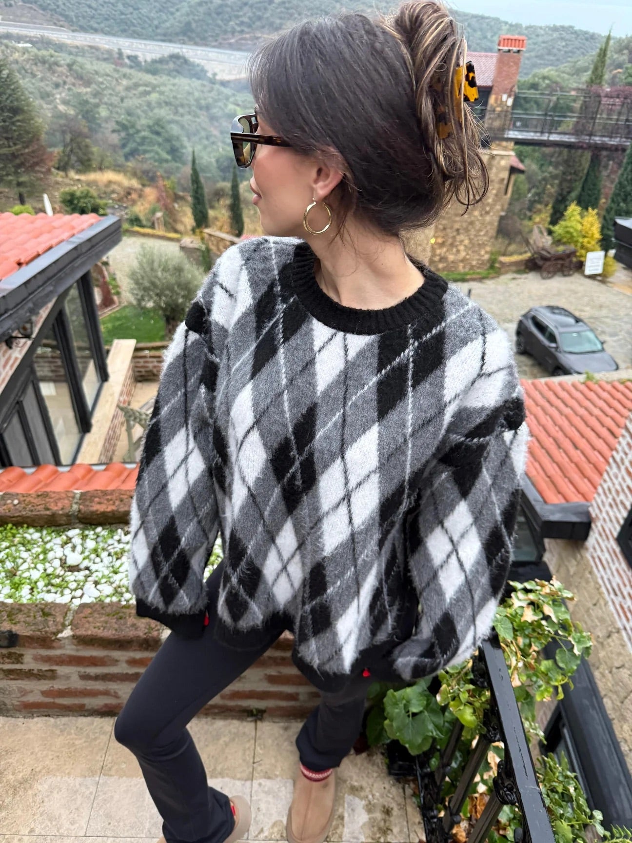 Black X Grey Baklava Pullover With Slits