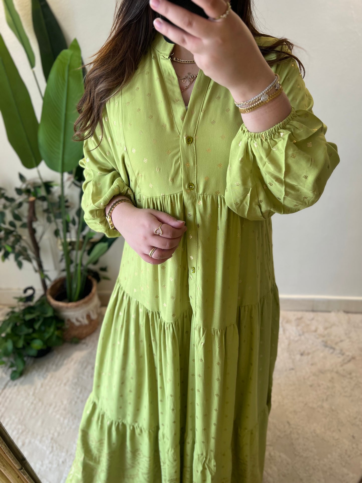 Apple Green X Gold Wide Dress
