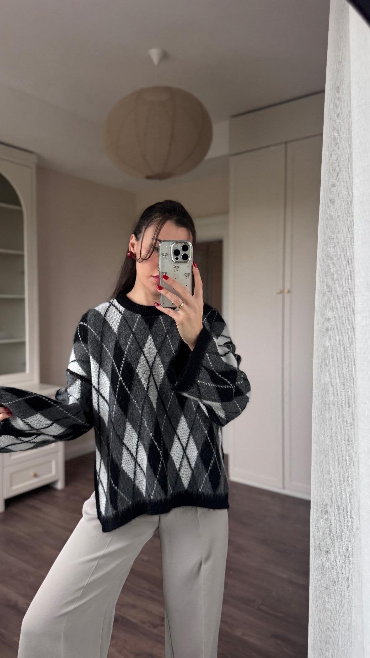 Black X Grey Baklava Pullover With Slits