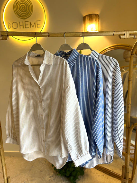 The Striped Oversized Beige Shirt