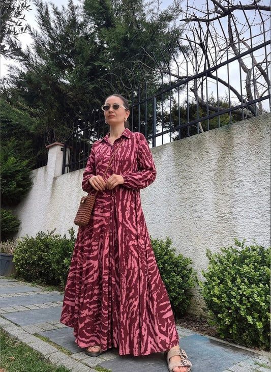 Plum & Pink Zebra Flowy Dress