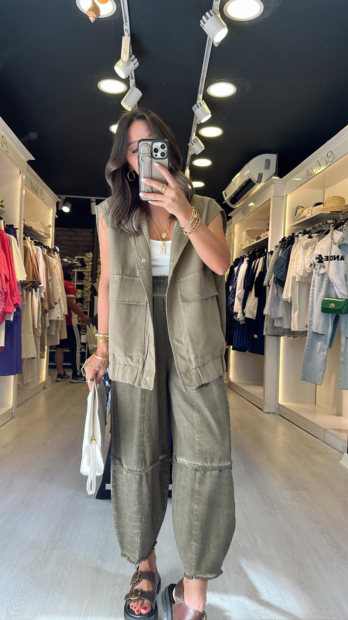 Washed Olive Gabardine Pants
