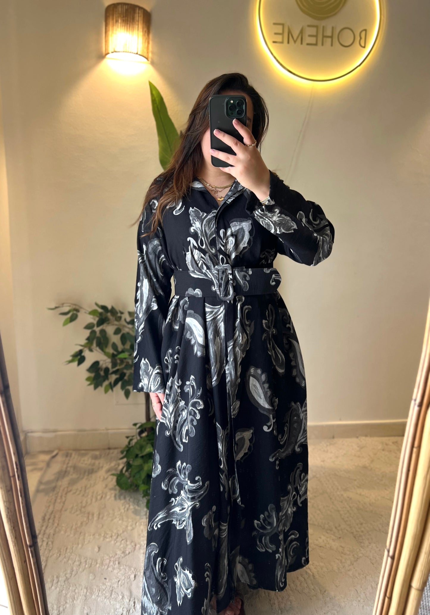 Black X Grey Belted Shirt Dress