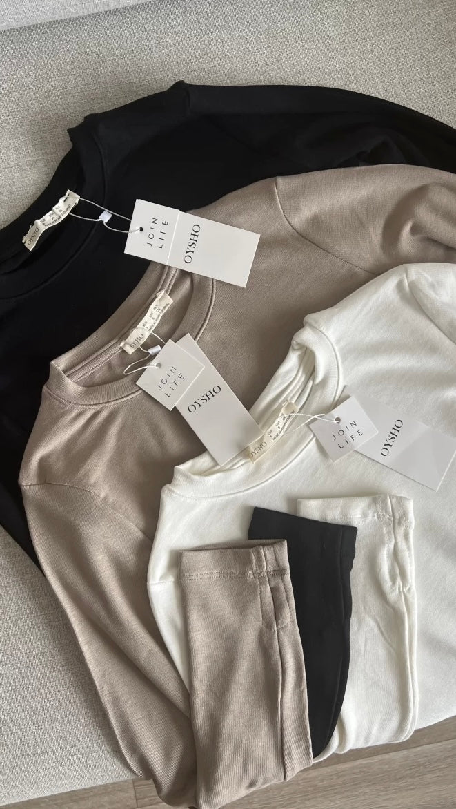 Black Basic Cotton Thumb Hole Top