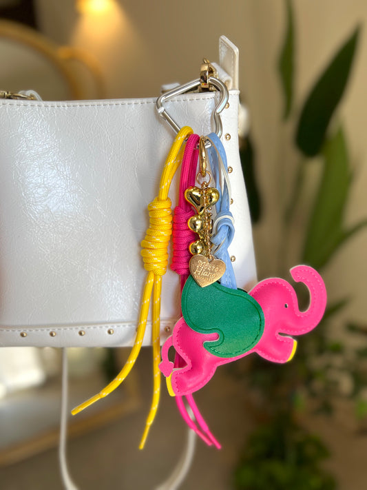 Fuchsia Calf Golden Heart Bag Charm