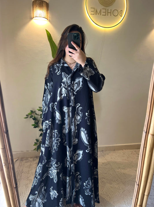 Black X Grey Belted Shirt Dress