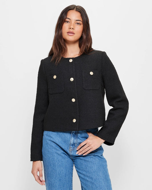 Black Golden Buttons Wool Jacket