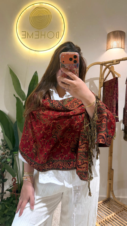 Maroon Cotton Double-Face Pashmina