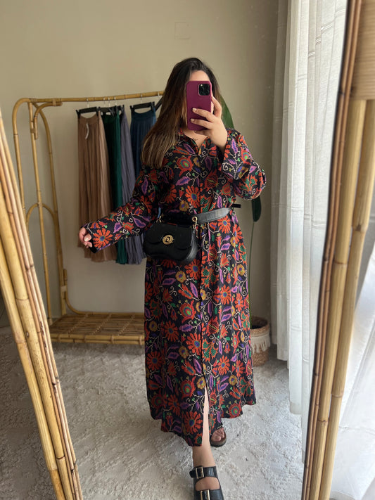 Dark Navy Pixel Shirt Dress