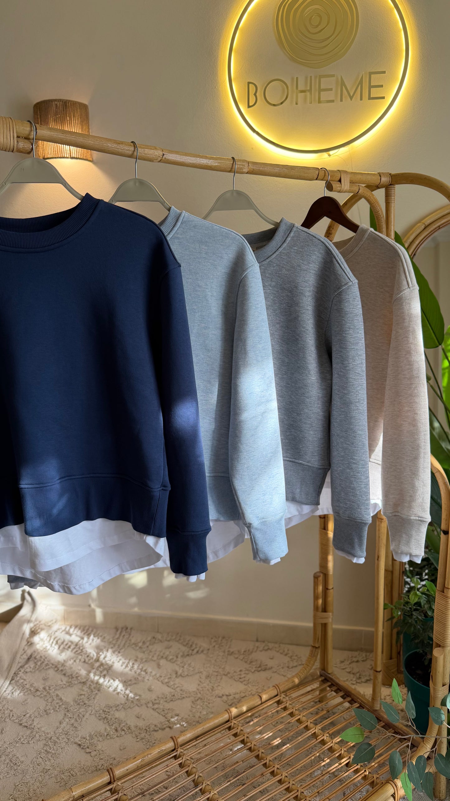 Grey Melton Sweatshirt With White Extension