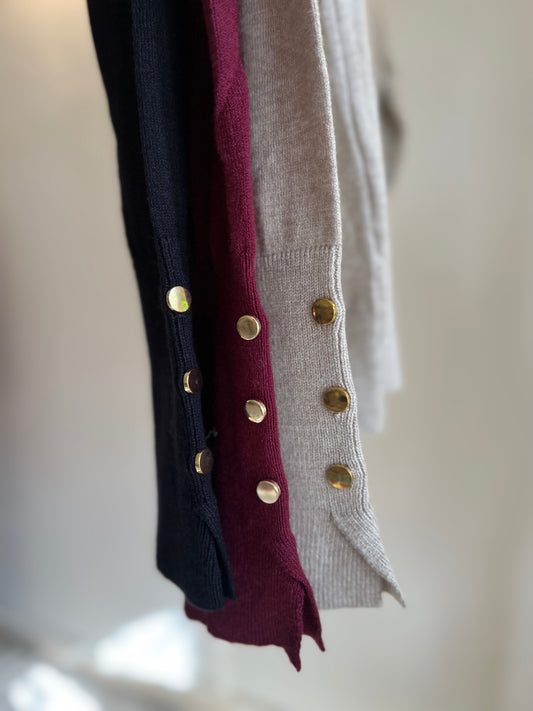 Beige Basic Top With Golden Buttons