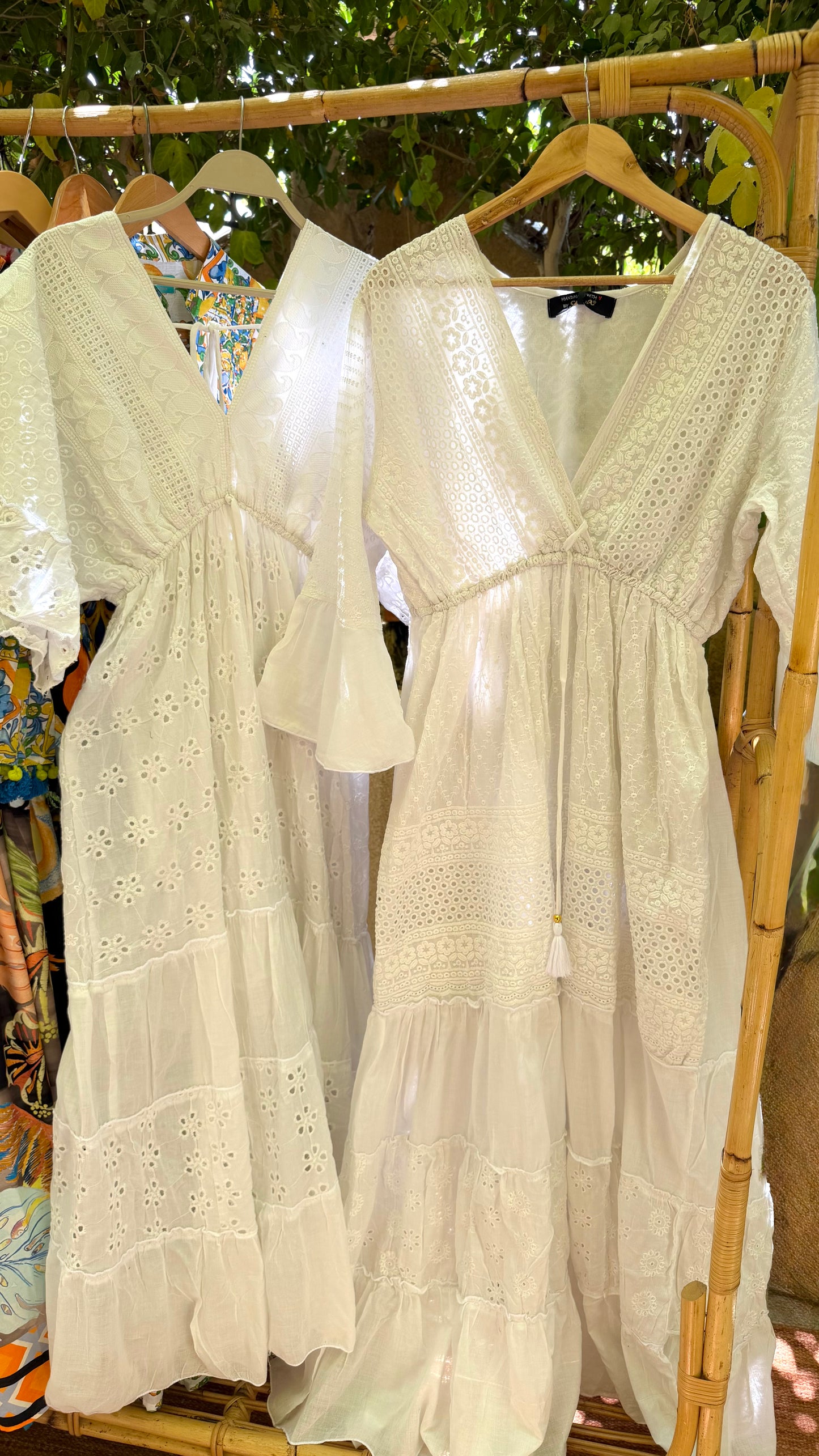 White Cut Out Dress With Butterfly Sleeves