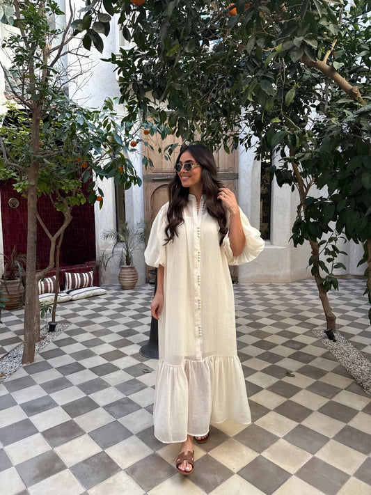 The Spanish Yellow Balloon Belted Dress