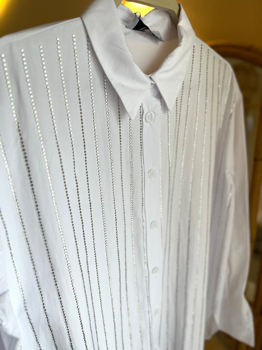The Glam White Stone Embellished shirt