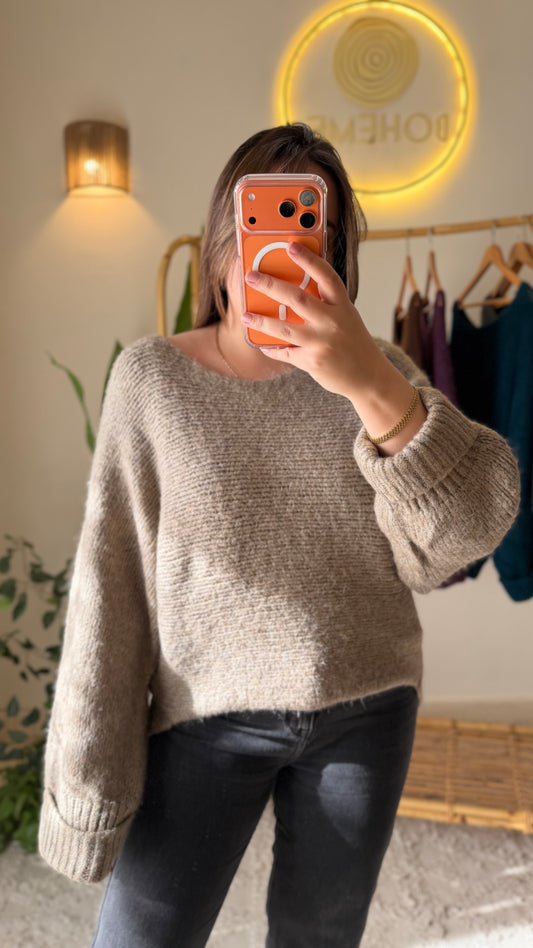 Cafe Boat Neck Heavy Pullover