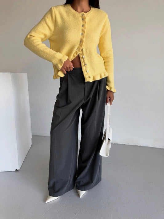 Yellow Ruffled Cardigan