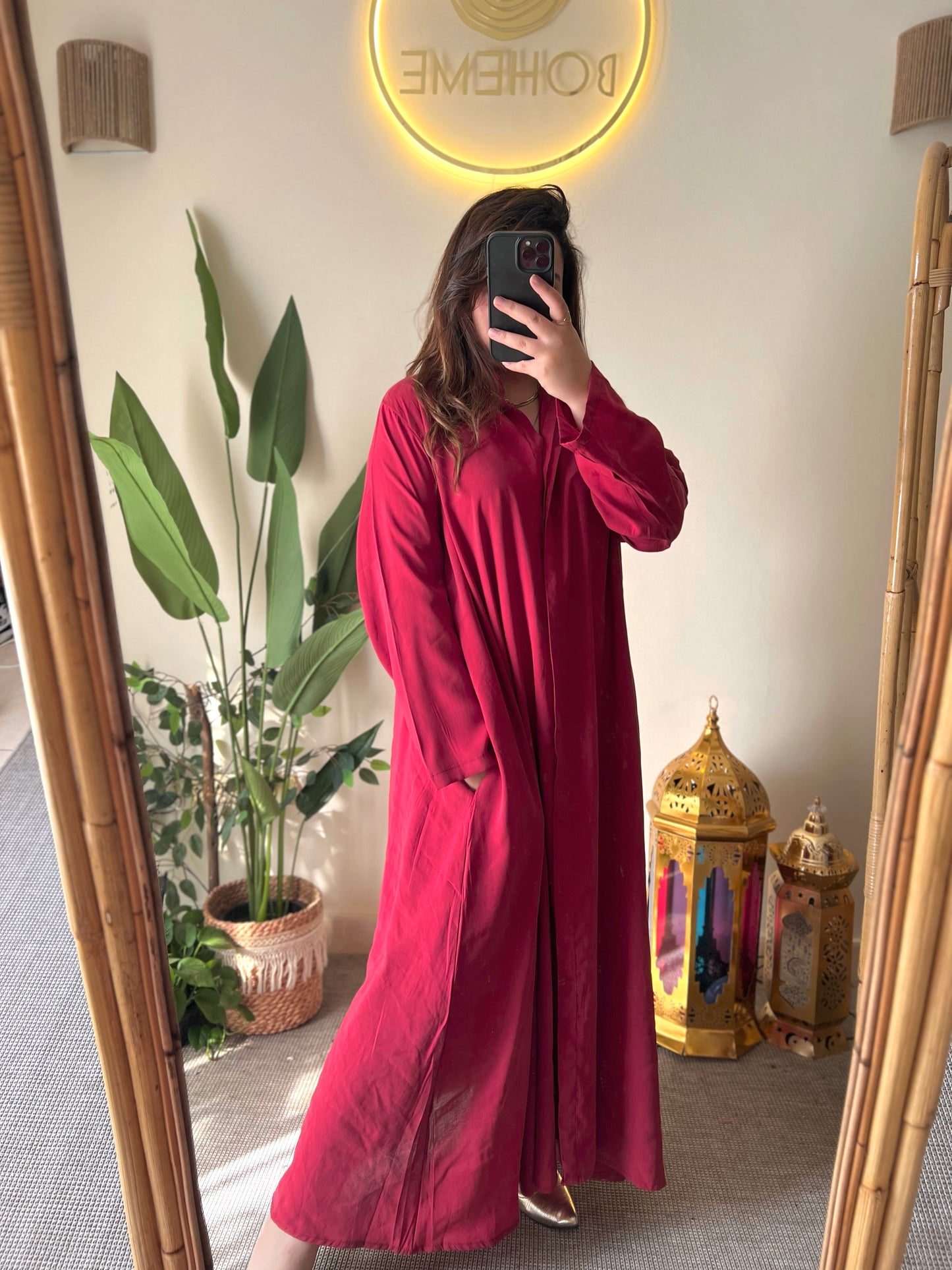 Burgundy Belted Shirt Dress (WITHOUT BELT)