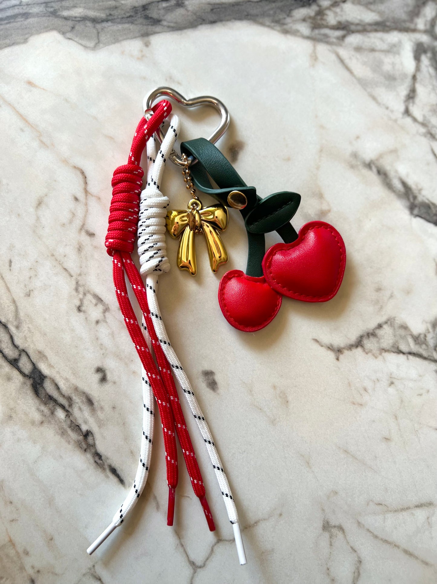 Cherry With Golden Bow Bag Charm