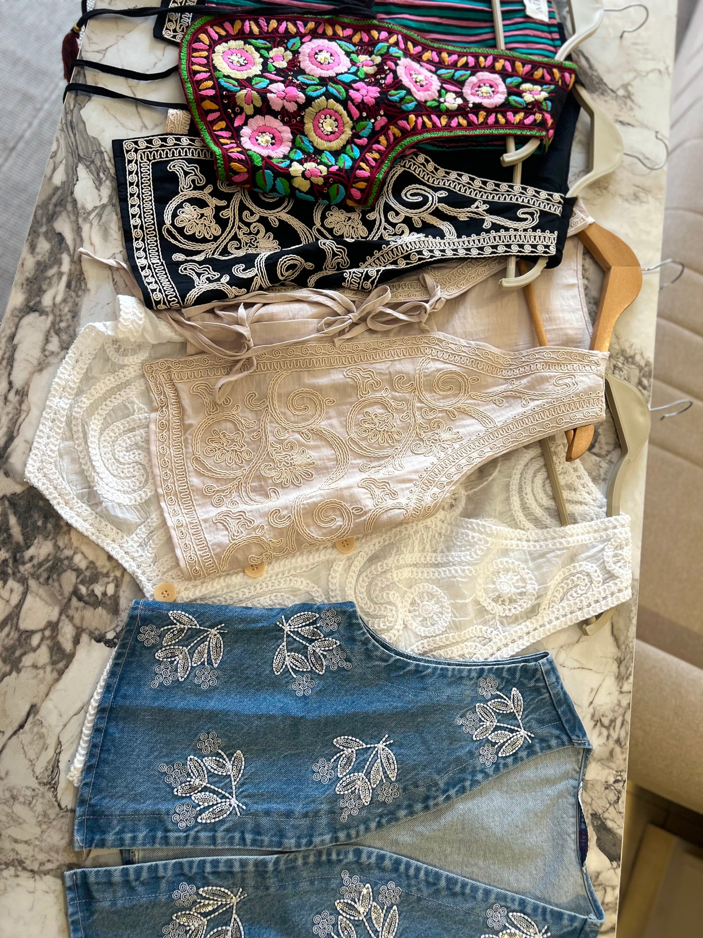 Lace White Embroidered Paisley Vest