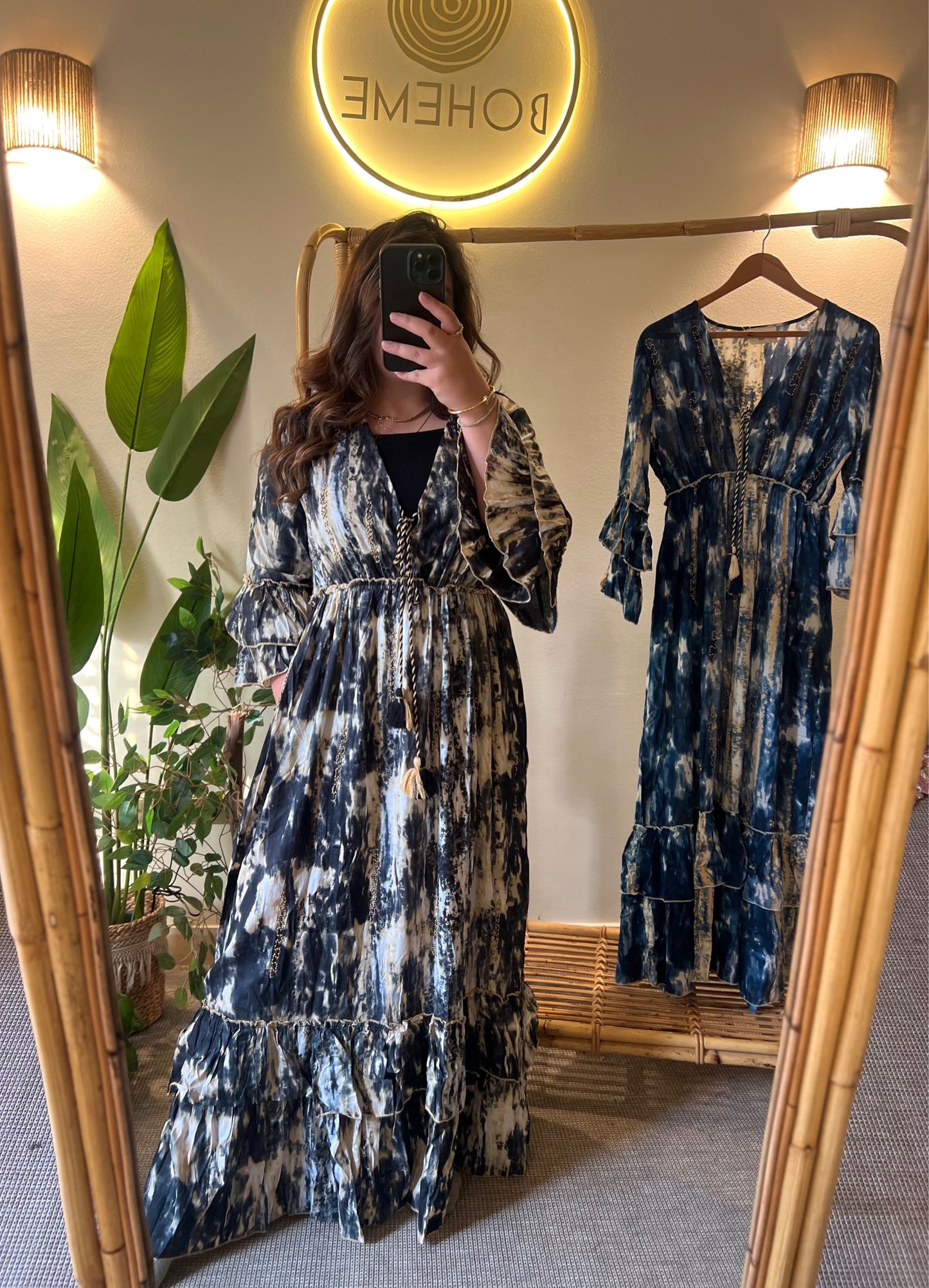 The Spanish Black Marble Ruffled Dress