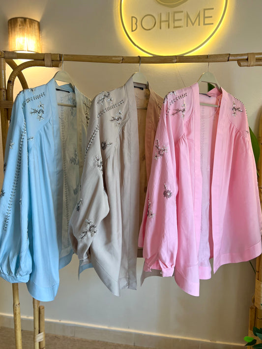 Cafe Floral Bead-Embellished Kimono