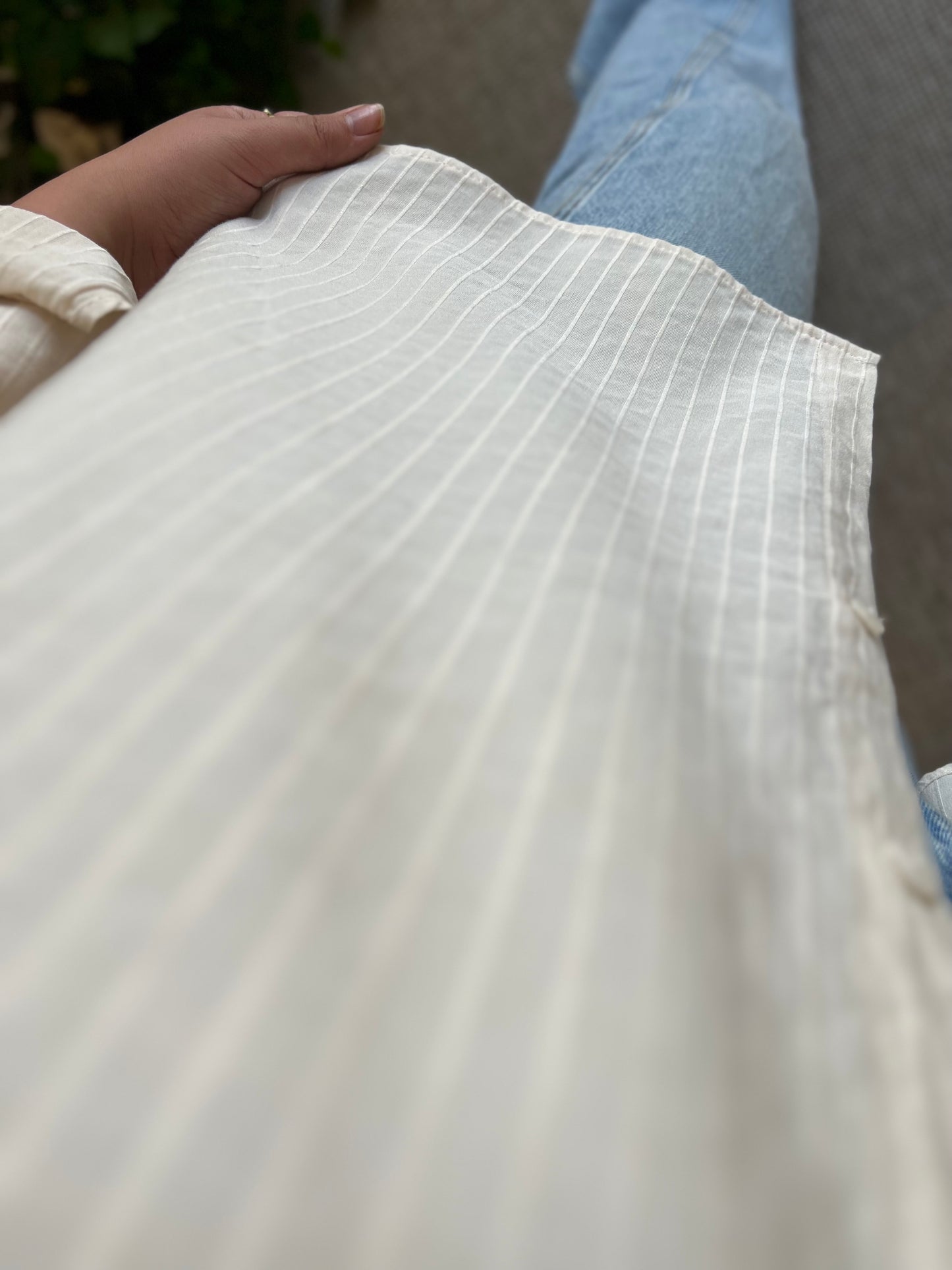 Beige Striped Oversized Shirt