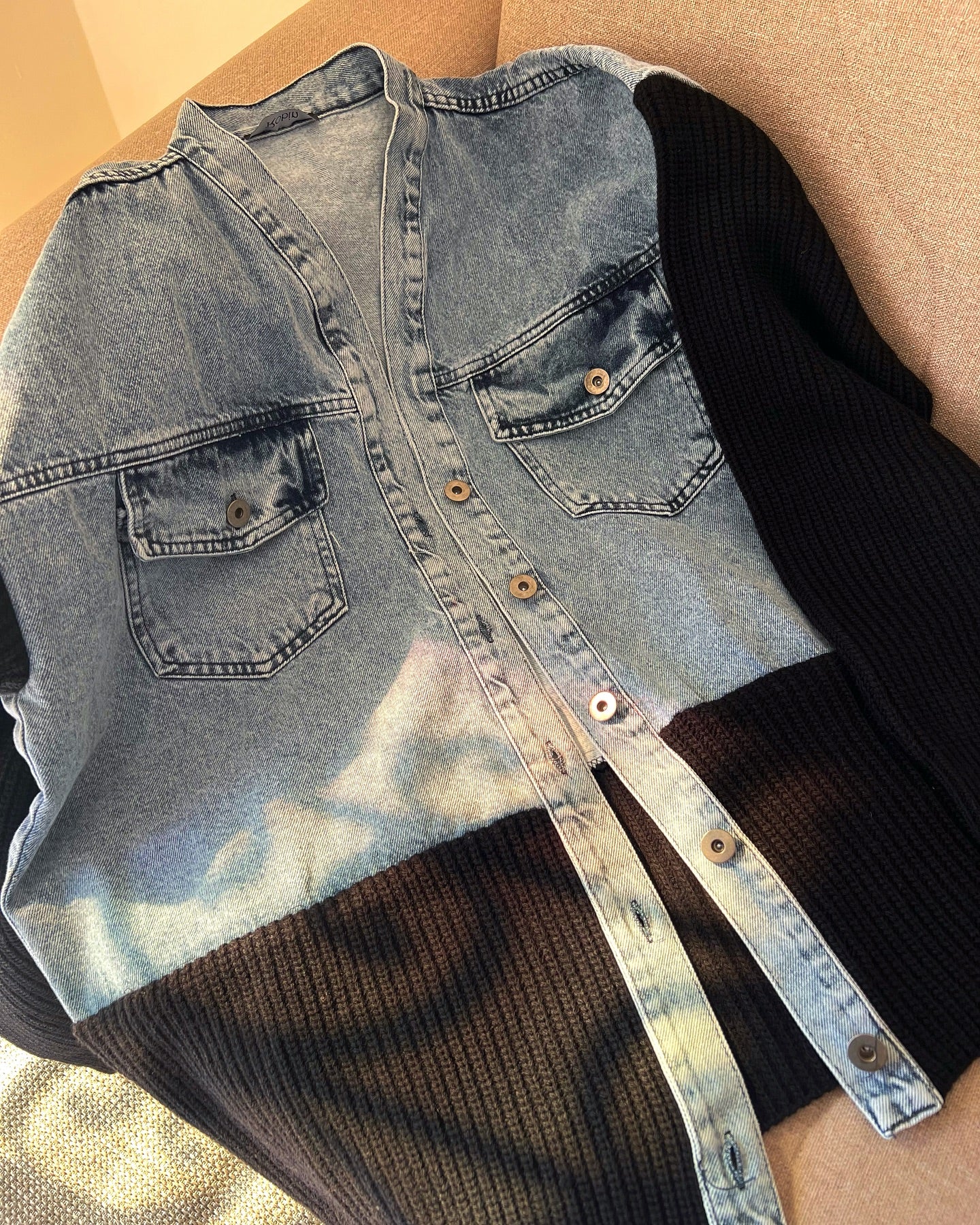 Denim X Triko Black Jacket With Pockets