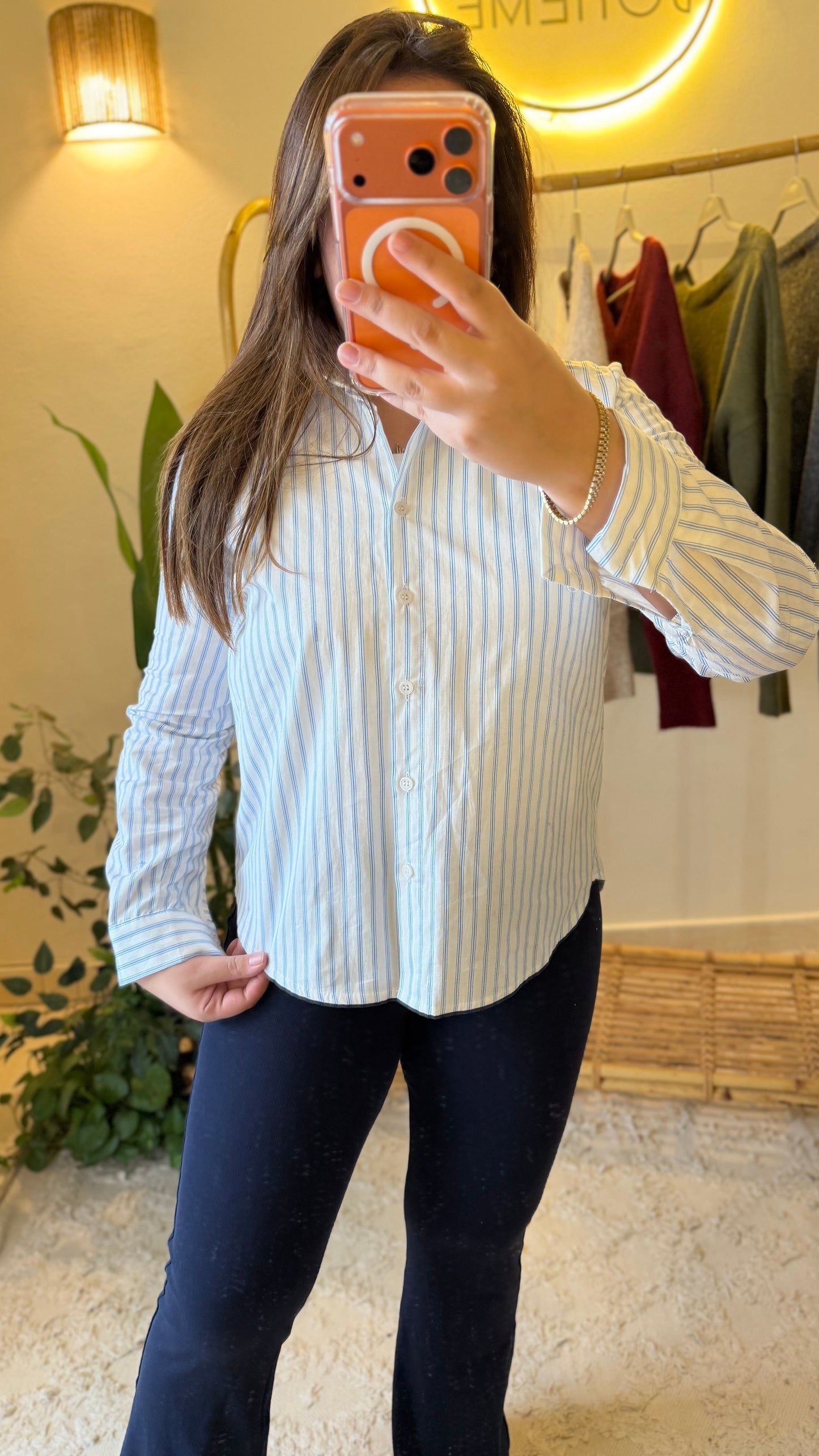 Grey Vest With Ties + Striped Black Cotton Shirt (2-Piece)