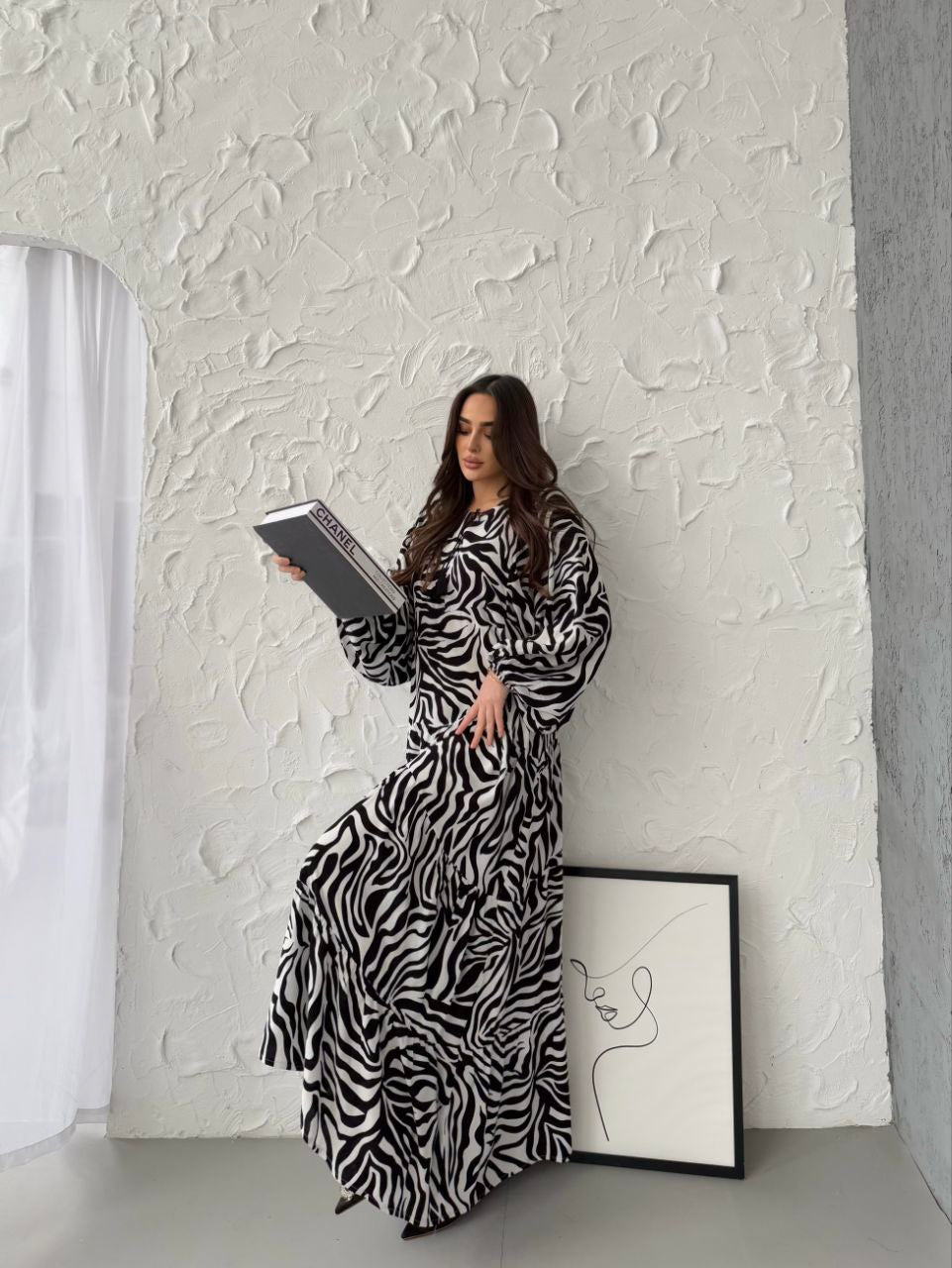 Zebra Cotton Dress With Tassels