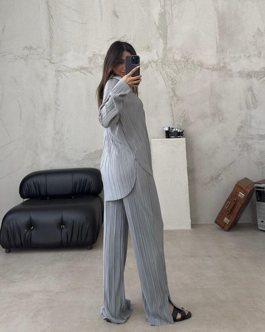 Grey Pleated Set