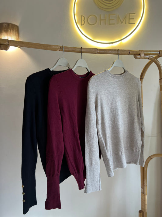 Beige Basic Triko Top With Golden Buttons