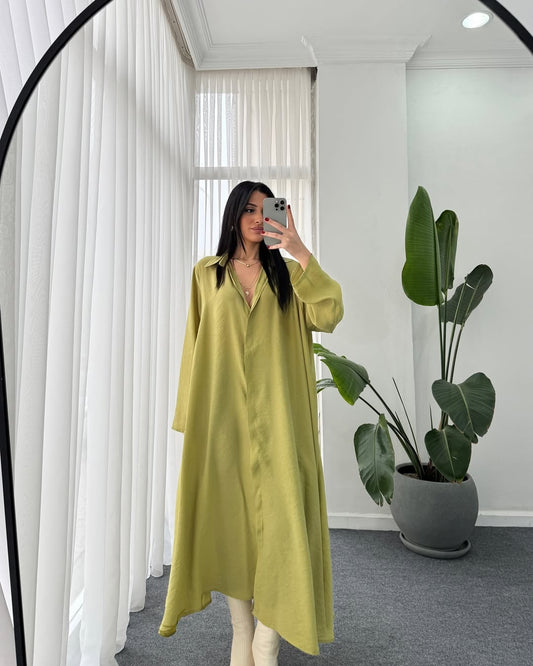 Pistage Belted Shirt Dress