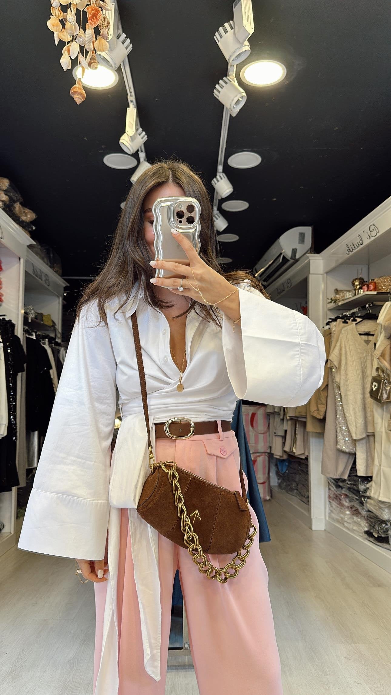 White Wrap Tie Shirt