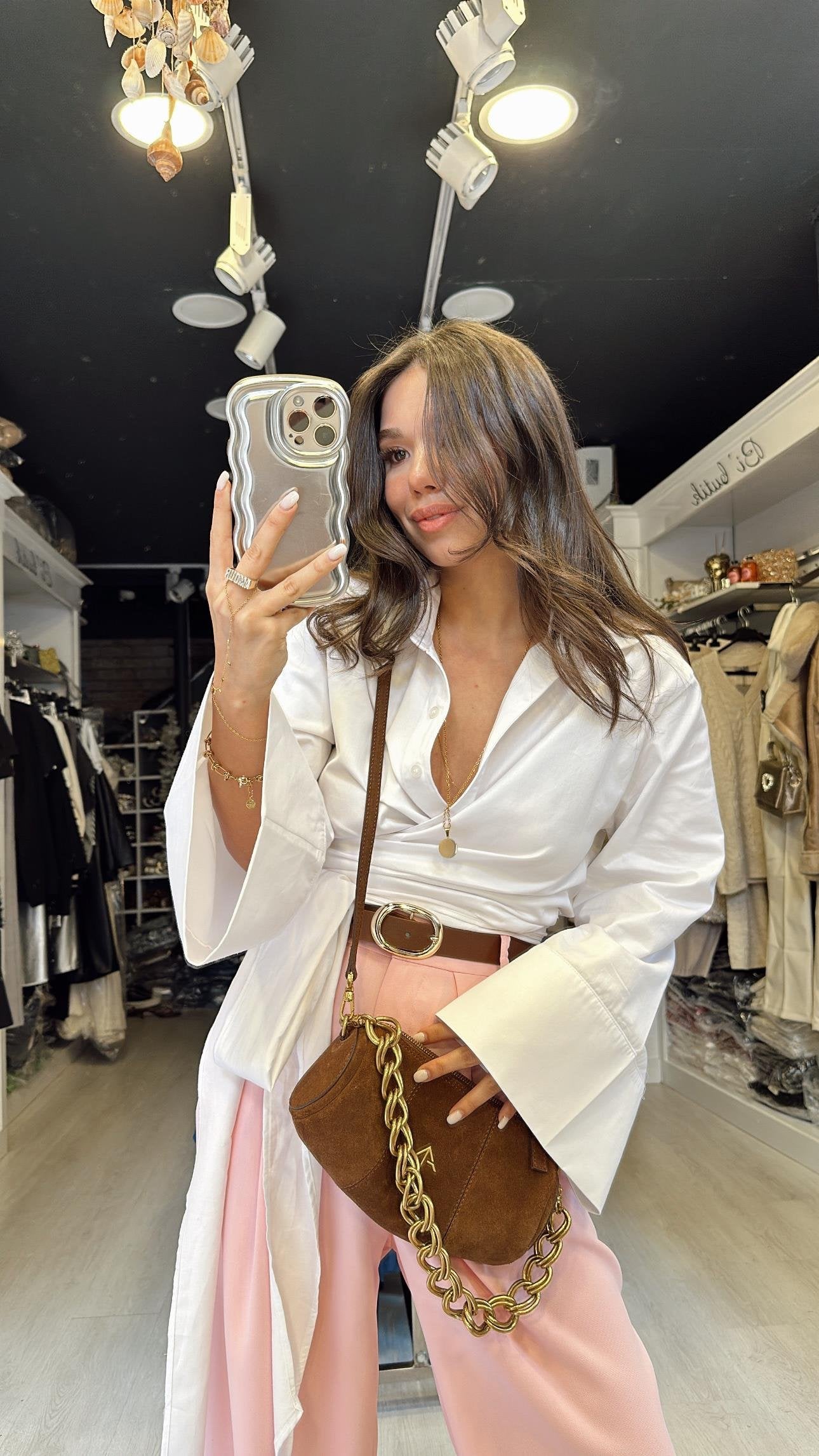 White Wrap Tie Shirt