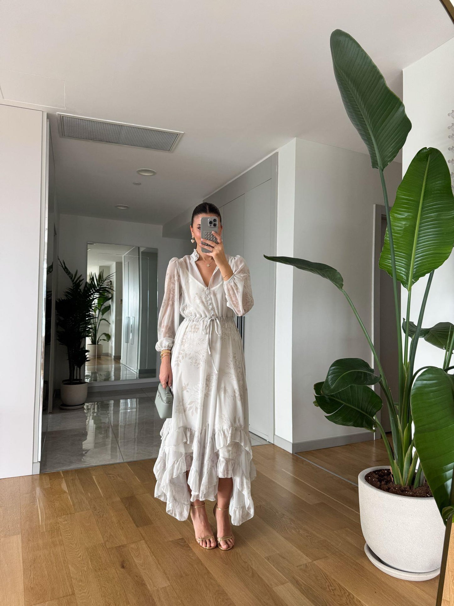 The Grey Vintage Ruffles Chiffon Dress