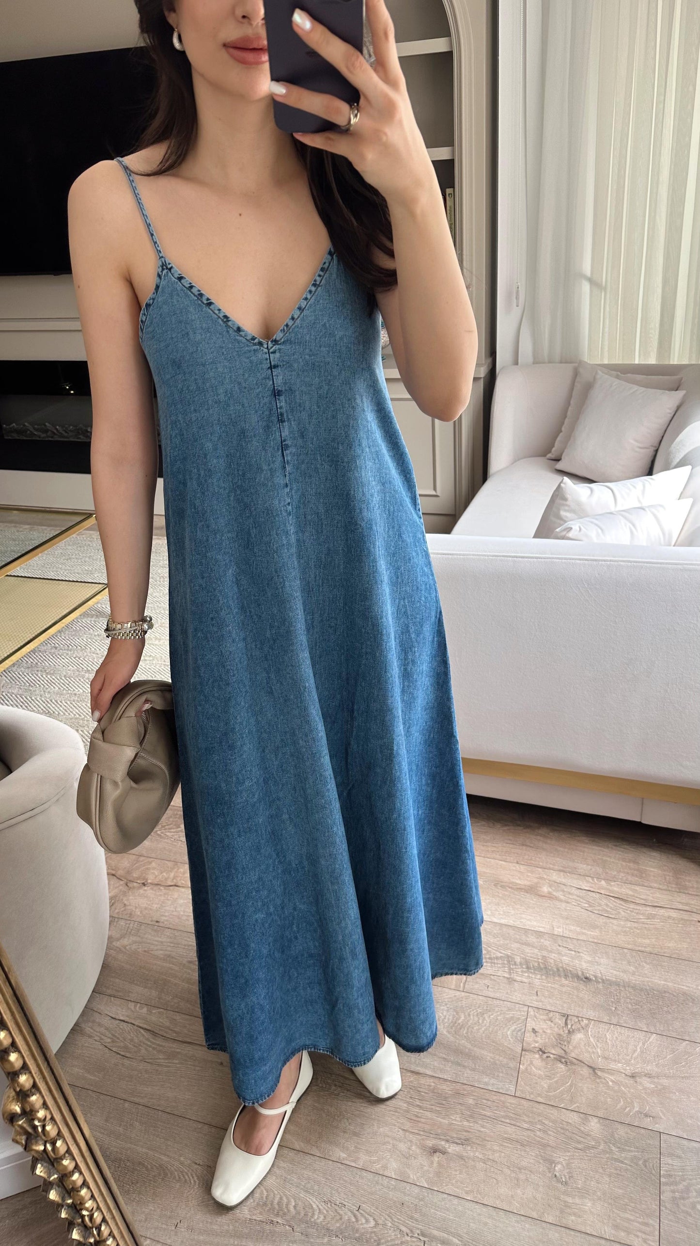 Blue Denim Straps Dress