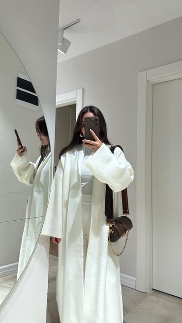 Cream Heavy Longline Coat Cardigan