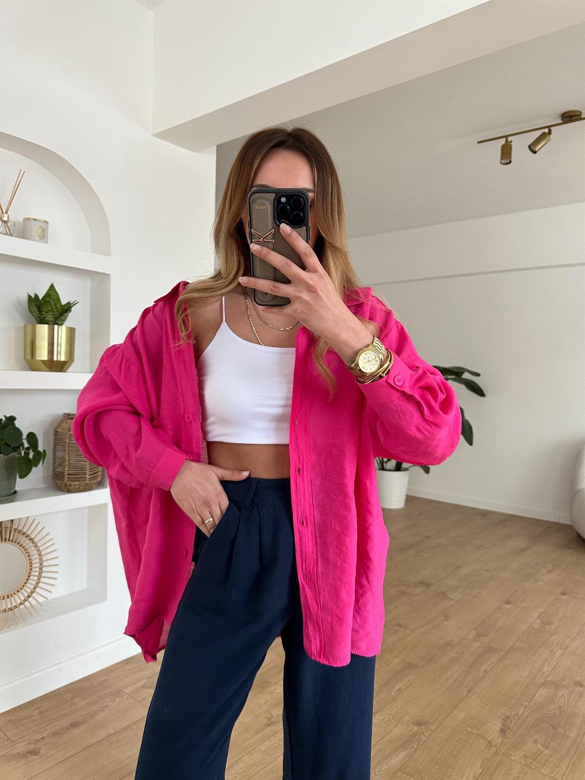 Oversized Fuchsia Shirt