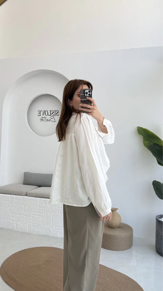 White Black Striped Cotton Blouse