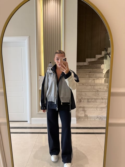 Navy X Grey Hooded Tracksuit with Pockets