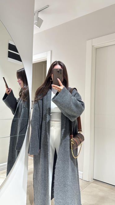Dark Grey Heavy Longline Coat Cardigan