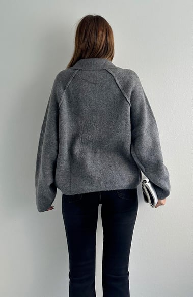 Grey Zip Up Wool Jacket