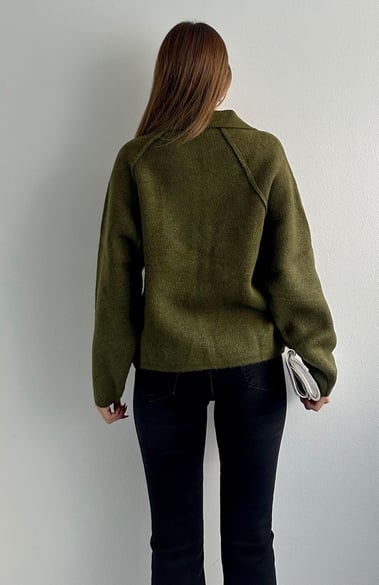 Olive Zip Up Wool Jacket