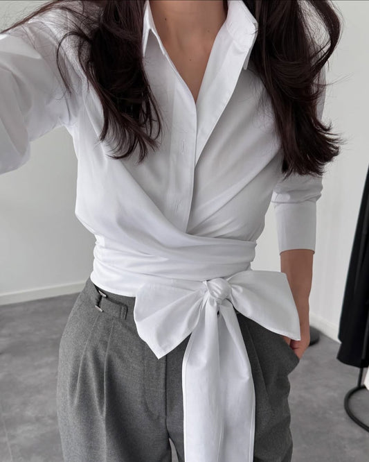 White Tie Wrapped Shirt