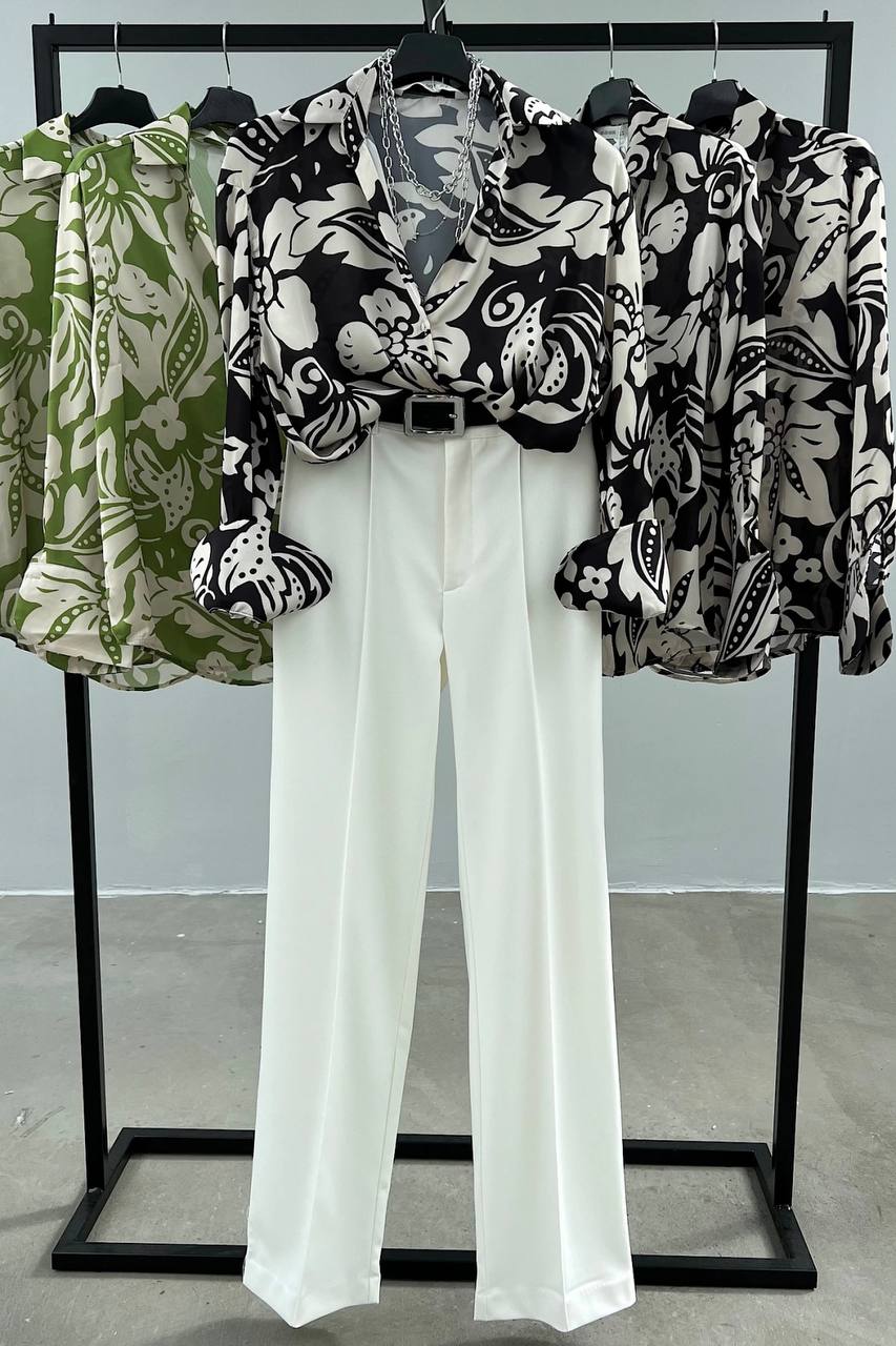 Satin Black Floral Shirt
